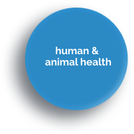 Icon that reads: human and animal health